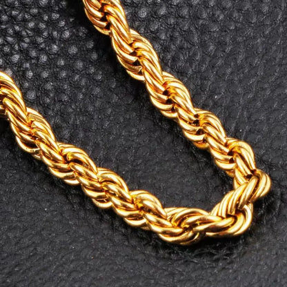 18K Gold 4mm Rope Chain Necklace  18-24Inch